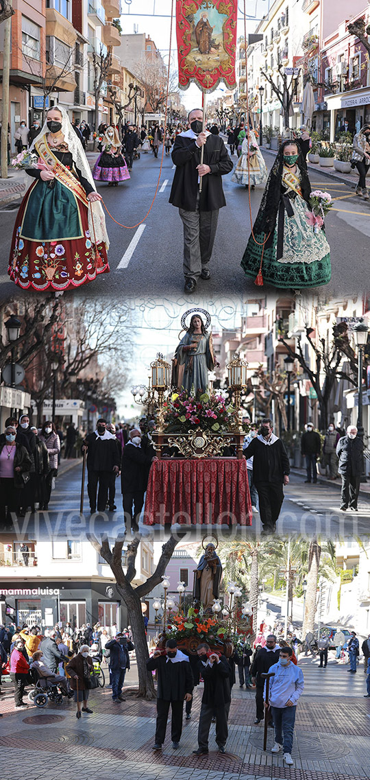 Benicàssim honra a sus patrones con ofrenda de flores y procesión 