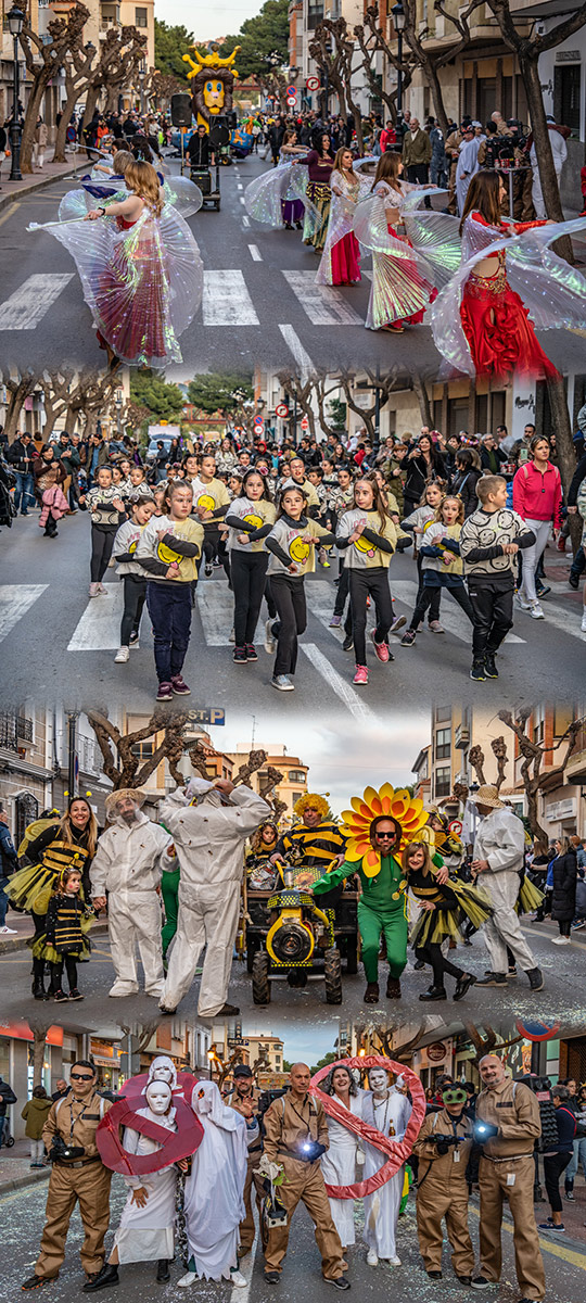 Las calles de Benicàssim se inundan de color en el desfile de Carnaval