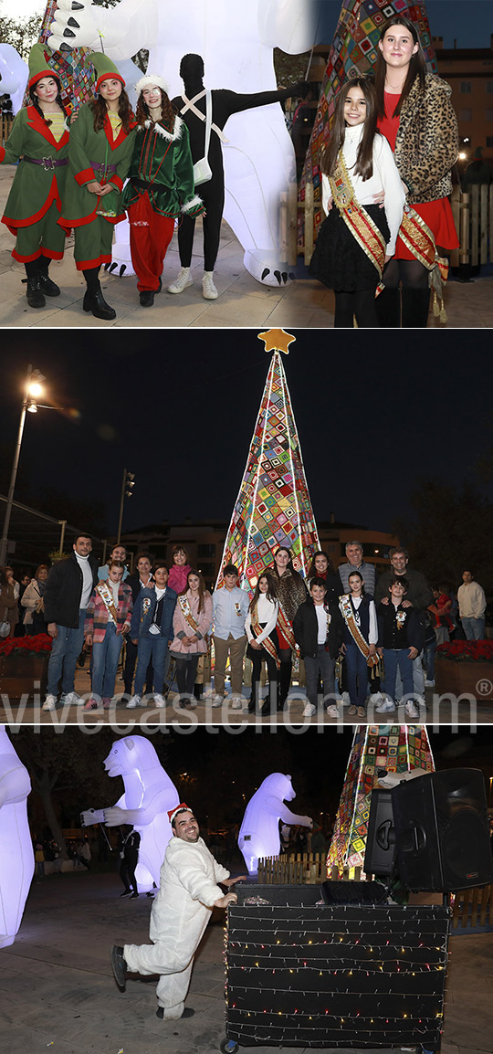 Benicàssim enciende la ilusión de la Navidad con un árbol de 6 metros realizado con más de 50 m² de ganchillo