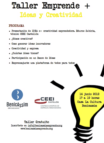 Curso Emprendedurismo mañana 14 de junio en Benicàssim Curso Emprendedurismo mañana 14 de junio en Benicàssim