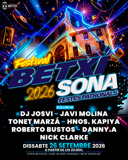 Betxí Sona vuelve a las Fiestas Mayores de septiembre con un viaje musical de la mano de diferentes DJ