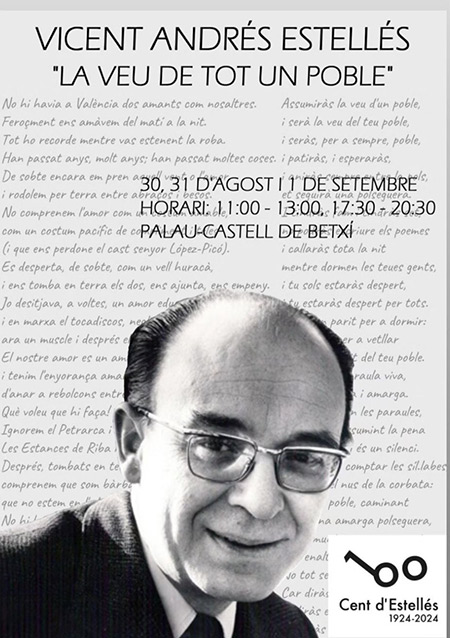 El Palau de Betxí acoge una exposición de Estellés con imágenes y poemas recitados por sus vecinos 