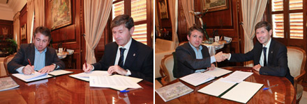 El Ayuntamiento de Castellón y Bricomart firman un convenio de 21.600 euros para fomentar las Escuelas y Juegos Deportivos Municipales y las actividades escolares de atletismo y juegos tradicionales