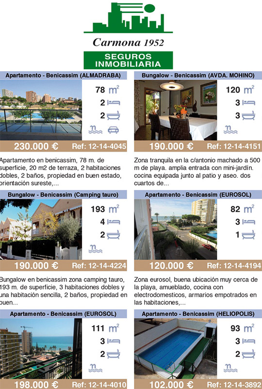 Exclusivas de apartamentos en Benicàssim, inmobiliaria Carmona 1952 Exclusivas de apartamentos en Benicàssim, inmobiliaria Carmona 1952
