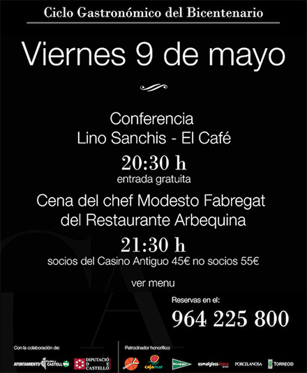 Ciclo gastronómico del bicentenario del Casino Antiguo el viernes 9 de mayo