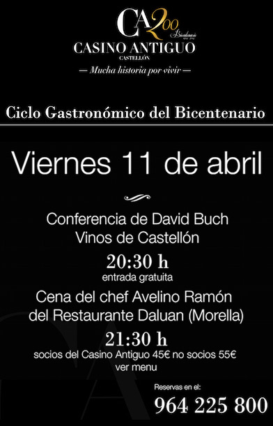 Ciclo gastronómico del bicentenario del Casino Antiguo el viernes 5 de abril
