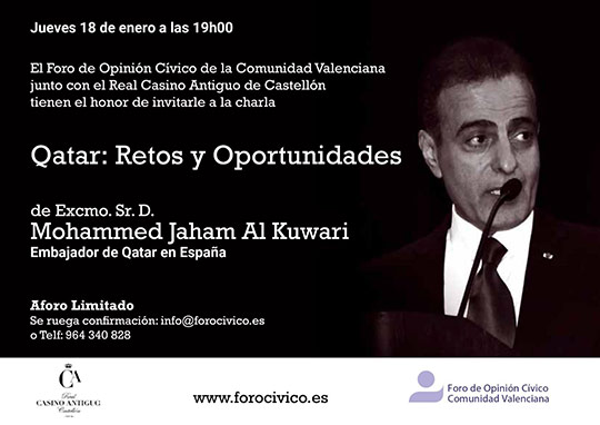 Charla del embajador de Qatar en España en el Real Casino Antiguo de Castellón