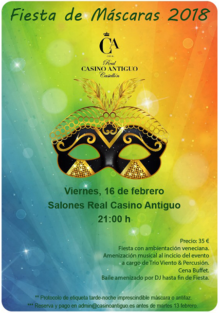 Fiesta de máscaras en el Real Casino Antiguo de Castellón