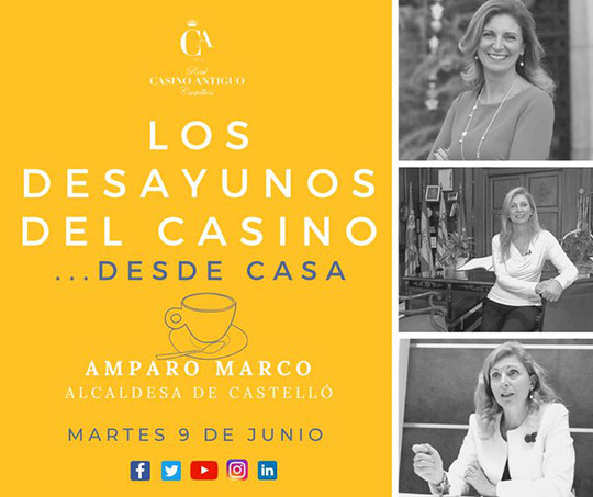 Amparo Marco en los desayunos desde casa del Real Casino Antiguo de Castellón