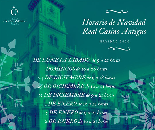 Horarios de Navidad en el Real Casino Antiguo de Castellón