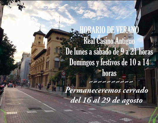 horario de verano en Real Casino Antiguo de Castellón