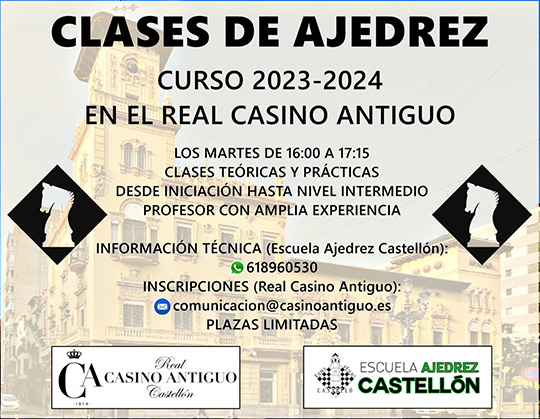 Clases de ajedrez en el Real Casino Antiguo de Castellón Clases de ajedrez en el Real Casino Antiguo de Castellón
