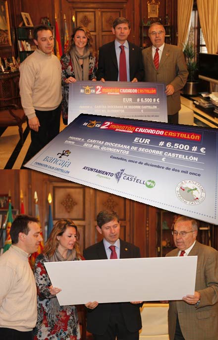 ENTREGA DEL CHEQUE SOLIDARIO DEL II MARATÓN INTERNACIONAL CIUDAD DE CASTELLÓN A CÁRITAS ENTREGA DEL CHEQUE SOLIDARIO DEL II MARATÓN INTERNACIONAL CIUDAD DE CASTELLÓN A CÁRITAS