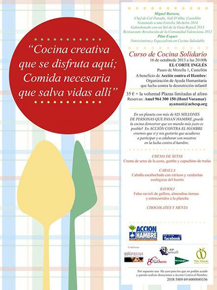 Curso de Cocina solidario Accion contra el hambre el 16 de octubre Curso de Cocina solidario Accion contra el hambre el 16 de octubre