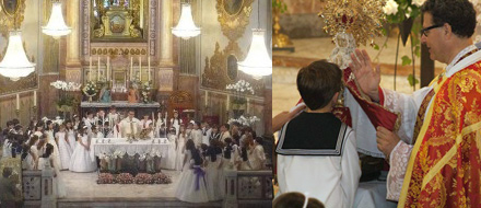 Encuentro de los niños de primera comunión con la virgen del Lledó Encuentro de los niños de primera comunión con la virgen del Lledó
