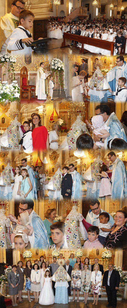 Más de trescientos niños acompañados de sus familias, se cobijan bajo el manto de la  patrona de Castellón, la Virgen del Lledó