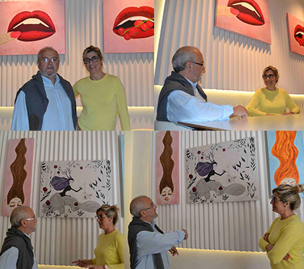 Emi Signes recibe la visita del afamado pintor Amat Bellés Emi Signes recibe la visita del afamado pintor Amat Bellés
