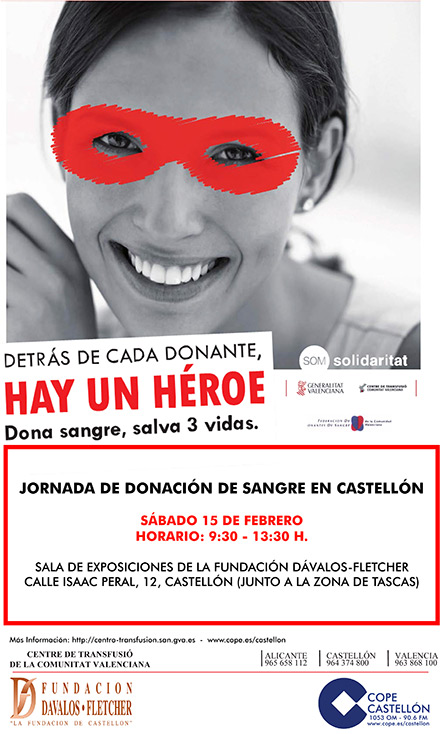 El sábado 15 de febrero, donación de sangre en la Fundación Dávalos-Fletcher