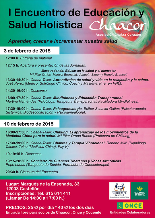 I Encuentro de Educación y Salud Holistica en la sede de la ONCE de Castellón I Encuentro de Educación y Salud Holistica en la sede de la ONCE de Castellón