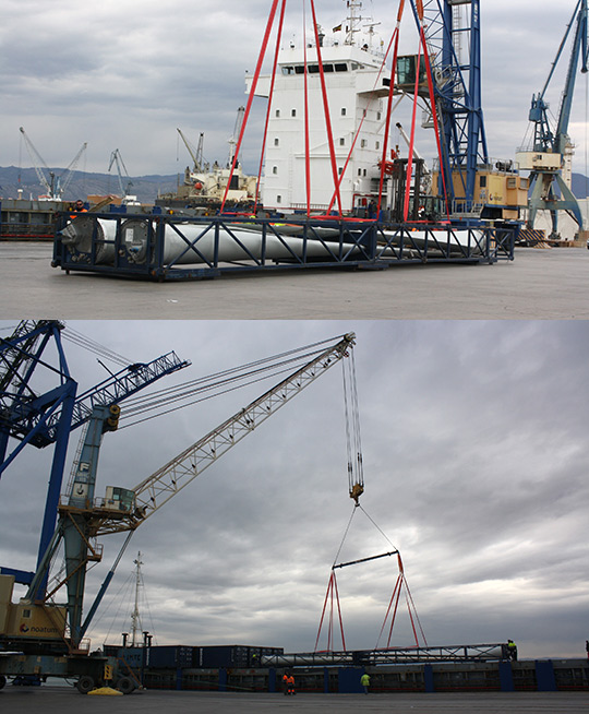 El Puerto de Castellón embarca palas eólicas con destino a Francia El Puerto de Castellón embarca palas eólicas con destino a Francia