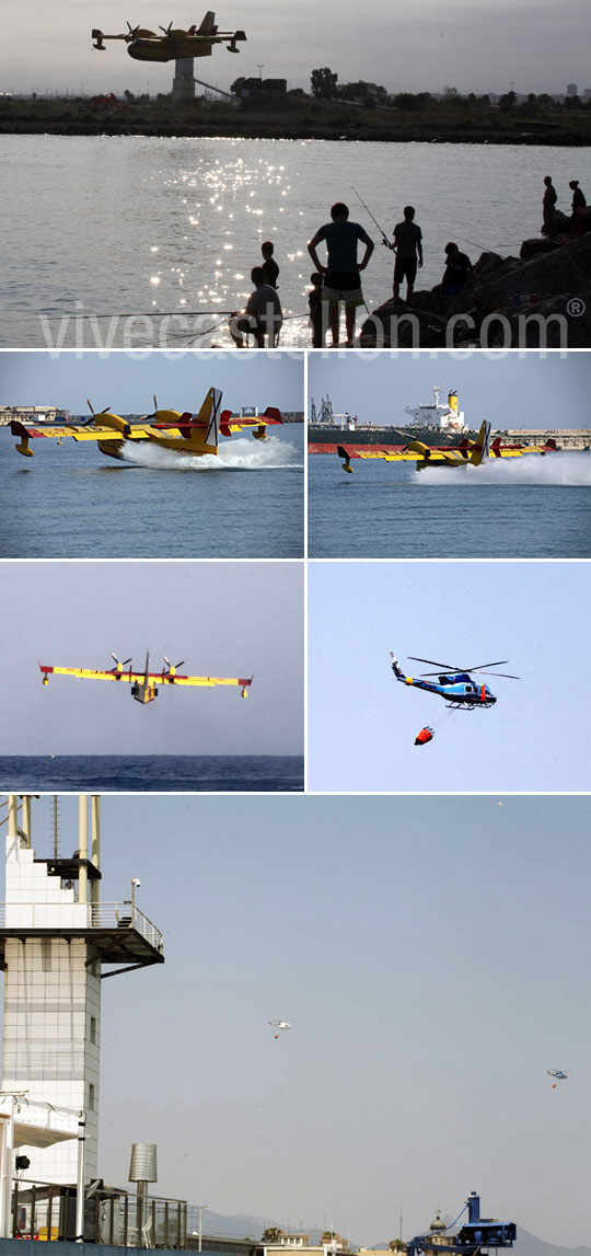 El puerto de Castellón cierra el tráfico marítimo para que los hidroaviones tomen agua El puerto de Castellón cierra el tráfico marítimo para que los hidroaviones tomen agua