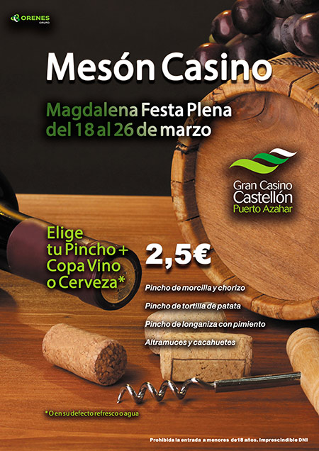 El Mesón del Casino llega al Gran Casino Castellón en las Fiestas de la Magdalena El Mesón del Casino llega al Gran Casino Castellón en las Fiestas de la Magdalena