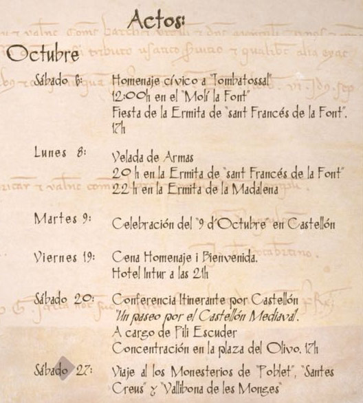 Presentación del cartel y fiestas de octubre de la Germandat dels Cavallers de la Conquesta