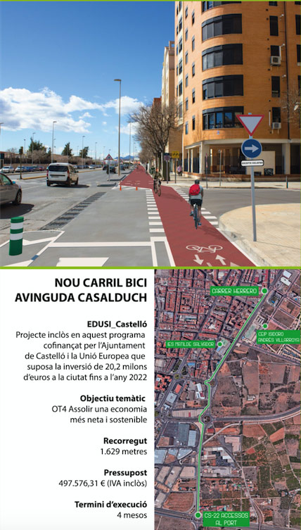Nuevo carril bici en la avenida Casalduch de Castellón