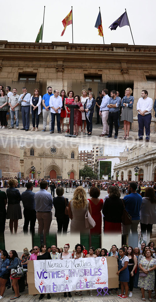 Concentración en Castellón para expresar la repulsa del asesinato de Martina y Nerea