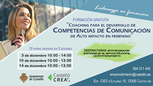 Curso gratuito de formación especializada para potenciar el liderazgo femenino en Castellón