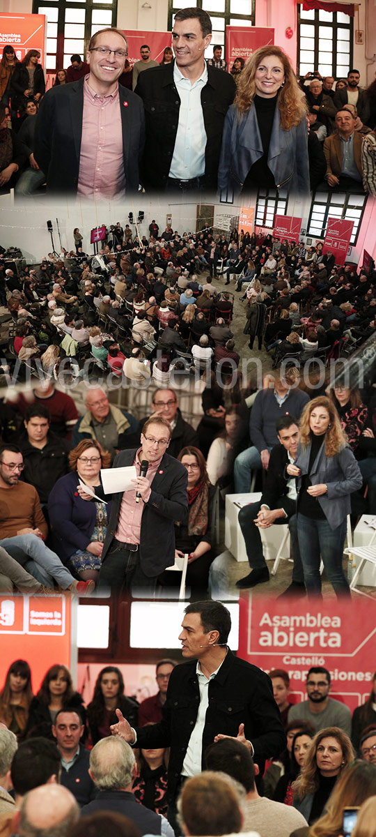 Pedro Sánchez en la asamblea abierta en Castellón