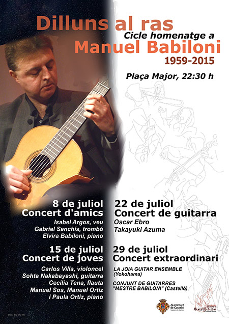Nueva edición del ciclo de conciertos ´Dilluns al ras´, en memoria de Manuel Babiloni