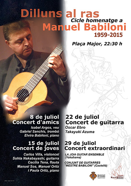 Nueva edición del ciclo de conciertos ´Dilluns al ras´, en memoria de Manuel Babiloni Nueva edición del ciclo de conciertos ´Dilluns al ras´, en memoria de Manuel Babiloni