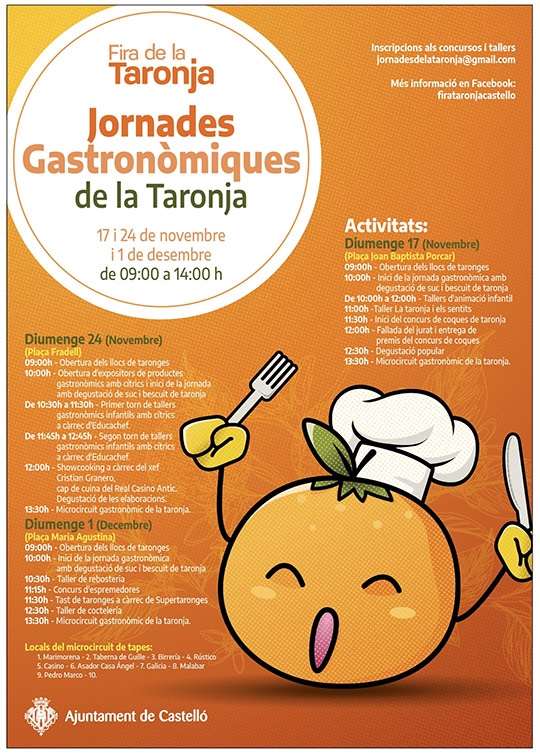 Las jornadas gastronómicas de la Taronja arrancan el domingo en Juan Bautista Porcar