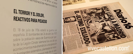 La exposición ´Picasso. El viaje del Guernica´, en la plaza Setè del Grao de Castelló