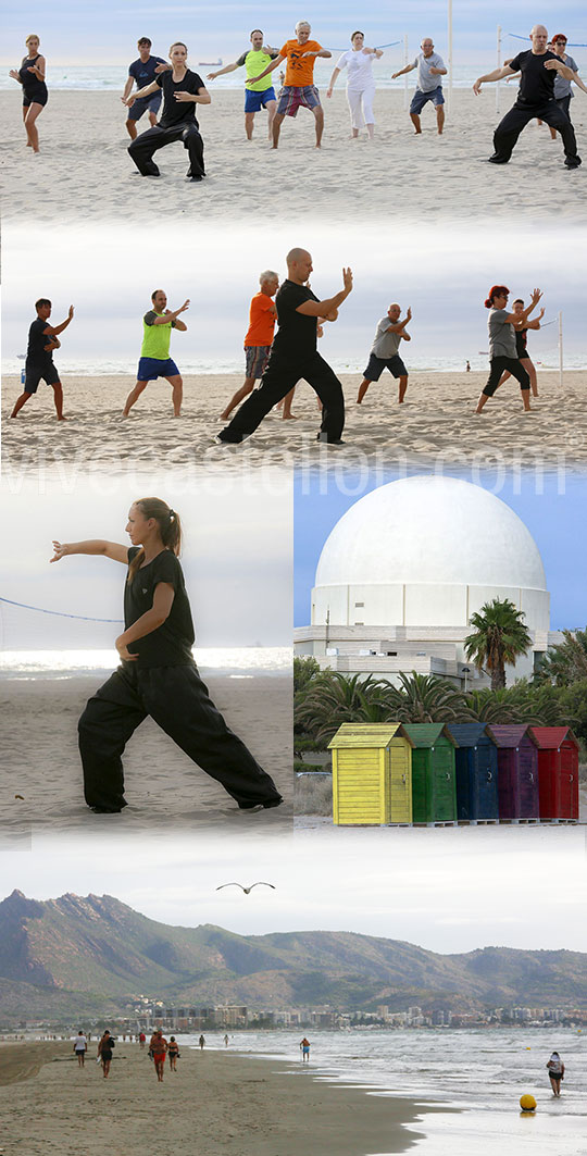 Taichi entre las actividades de la playa del Gurugú de Castelló