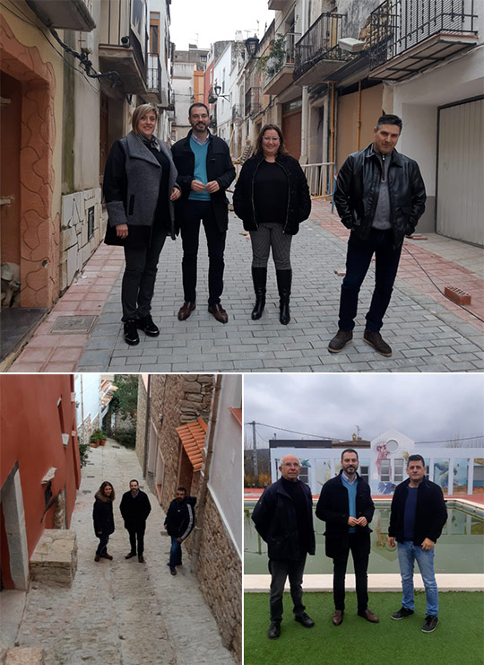 Ximo Huguet visita las obras realizadas con cargo al Plan 135 en Càlig, Xert y La Jana
