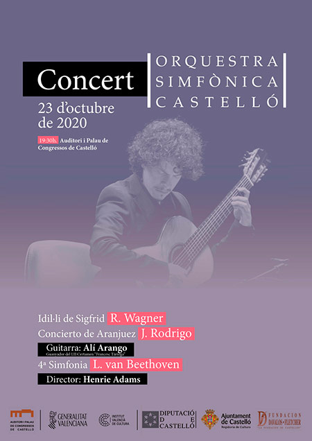 La Simfònica de Castelló y el guitarrista Alí Arango en un concierto con obras de Wagner, Rodrigo y Beethoven
