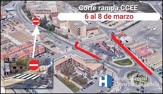 La rampa de consultas externas del HGUCS permanecerá cerrada entre el 6 y el 8 de marzo por obras
