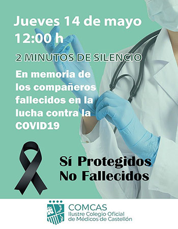 El Colegio de Médicos de Castellón se suma al homenaje a los facultativos fallecidos en la lucha contra el coronavirus