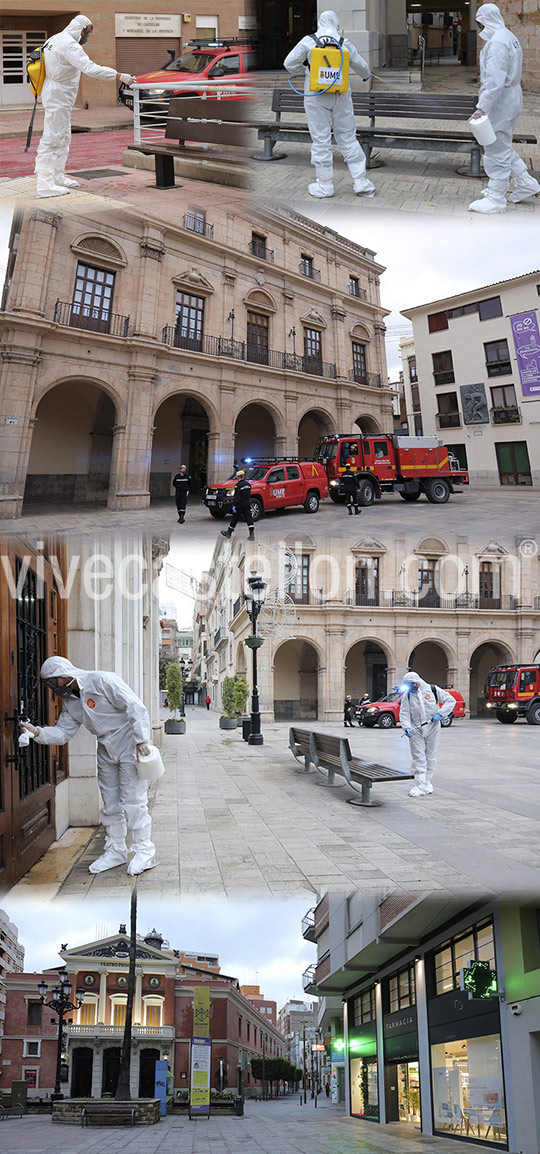 La UME realiza labores de desinfección en Castelló La UME realiza labores de desinfección en Castelló