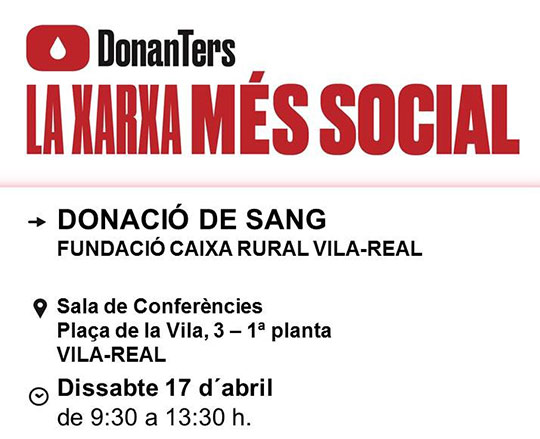 Este sábado donación de sangre de la Fundació Caixa Rural Vila-real 