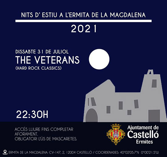The Veterans actuará el sábado 31 de julio en la ermita de la Magdalena de Castelló The Veterans actuará el sábado 31 de julio en la ermita de la Magdalena de Castelló
