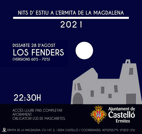 Los Fenders actuarán el sábado 28 de agosto en la ermita de la Magdalena de Castelló