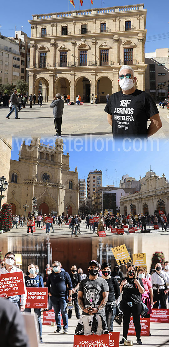 Nueva protesta de la hostelería frente al Ayuntamiento de Castelló Nueva protesta de la hostelería frente al Ayuntamiento de Castelló