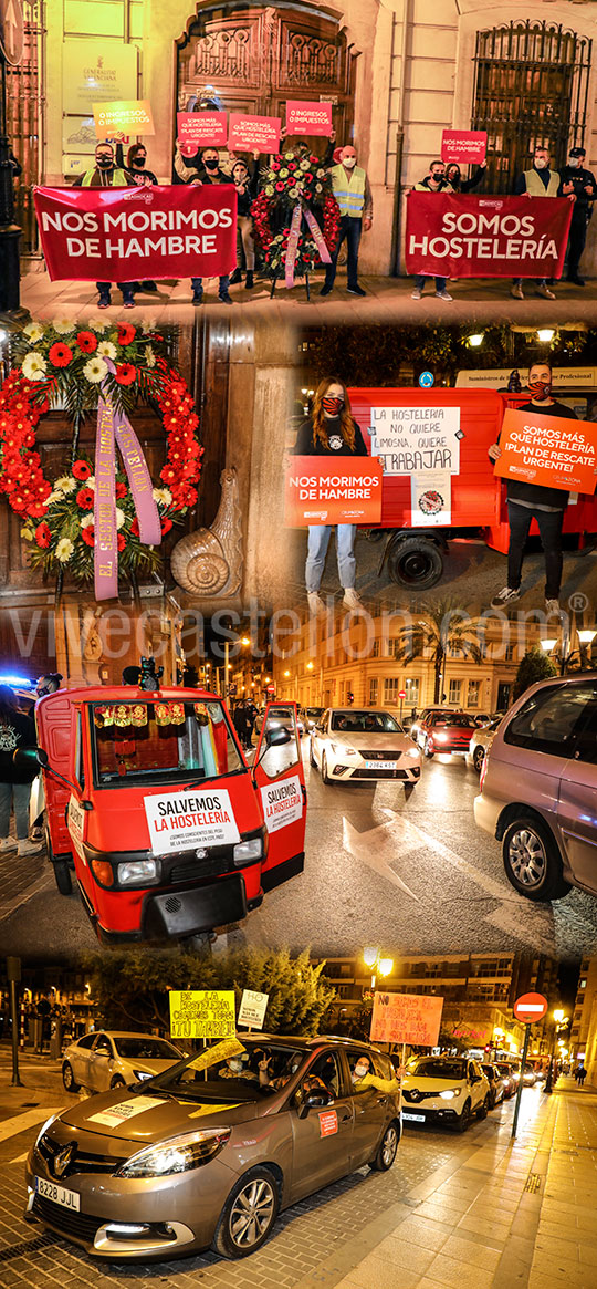 La caravana de los hosteleros colapsa el centro de Castelló