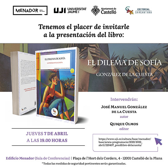 González de la Cuesta presenta en el Menador ‘El dilema de Sofía’, su última novela
