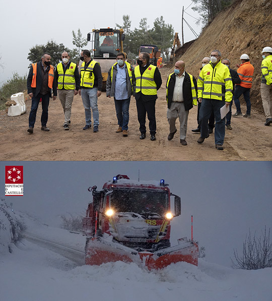 La Diputación de Castellón prevé una inversión de 2,6 millones para reparar el firme de cinco carreteras de interior dañadas por ‘Filomena’ en 2021