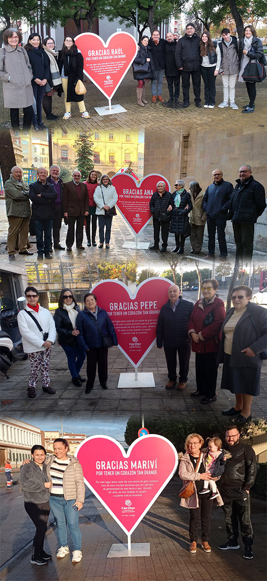 Castelló amanece con 16 corazones de agradecimiento, instalados por Cáritas Diocesana de Segorbe-Castellón