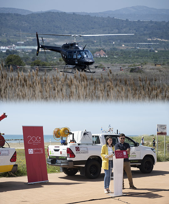 La Diputación de Castellón fumiga vía aérea 700 hectáreas de zonas de marjal para frenar la plaga de mosquitos en la costa